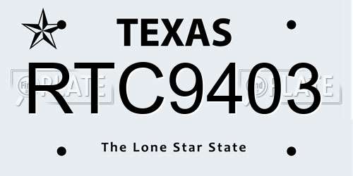 RTC9403 Texas License Plate
