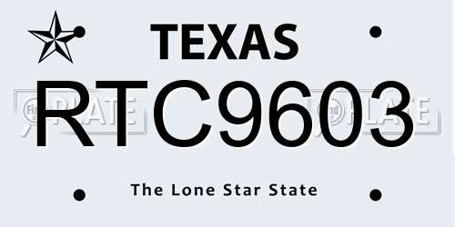 RTC9603 Texas License Plate