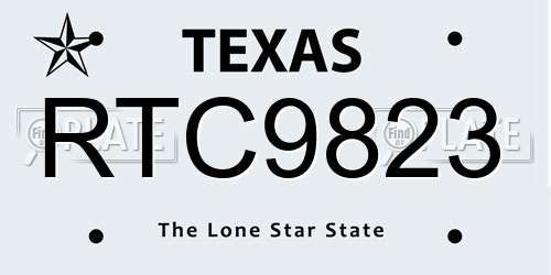RTC9823 Texas License Plate