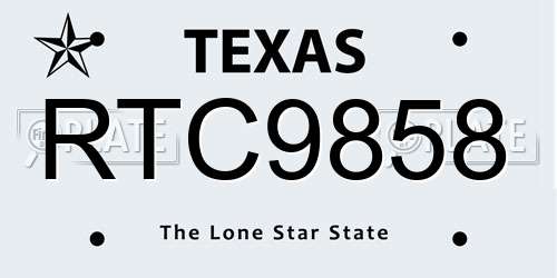 RTC9858 Texas License Plate