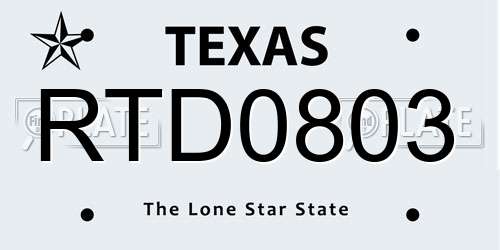 RTD0803 Texas License Plate