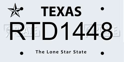 RTD1448 Texas License Plate