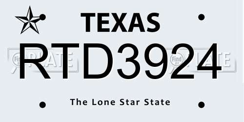 RTD3924 Texas License Plate