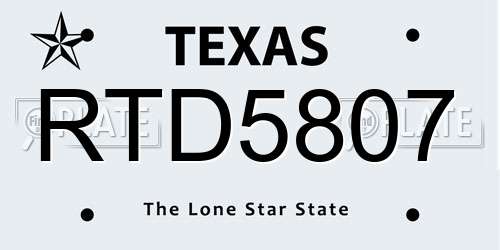 RTD5807 Texas License Plate