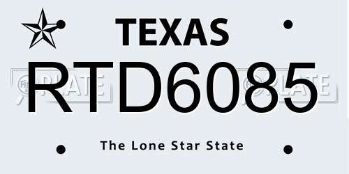 RTD6085 Texas License Plate