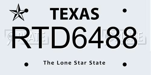 RTD6488 Texas License Plate