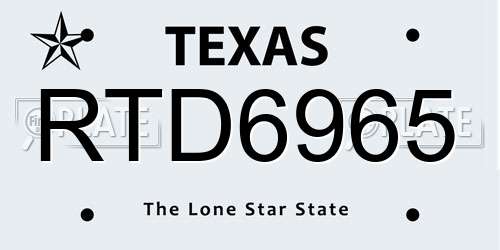 RTD6965 Texas License Plate