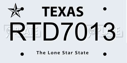 RTD7013 Texas License Plate