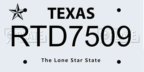 RTD7509 Texas License Plate