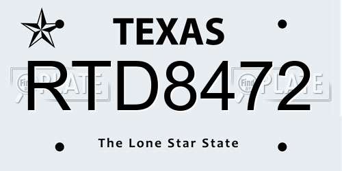 RTD8472 Texas License Plate