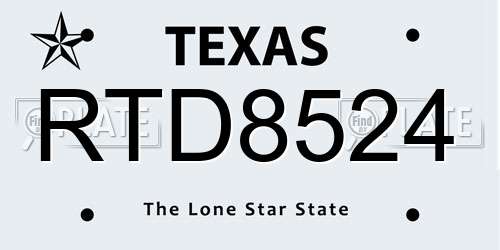 RTD8524 Texas License Plate