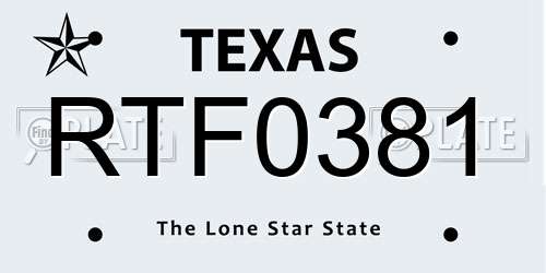 RTF0381 Texas License Plate