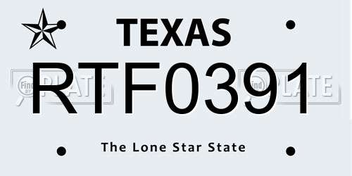 RTF0391 Texas License Plate
