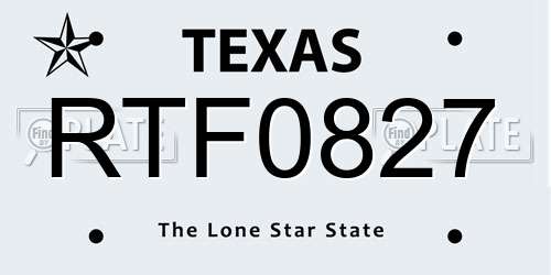 RTF0827 Texas License Plate