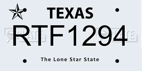 RTF1294 Texas License Plate