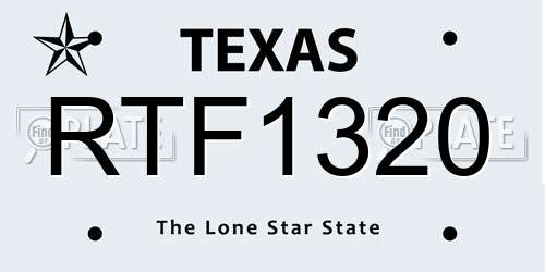 RTF1320 Texas License Plate