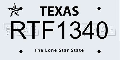 RTF1340 Texas License Plate