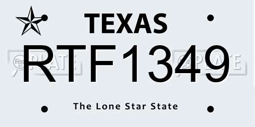RTF1349 Texas License Plate