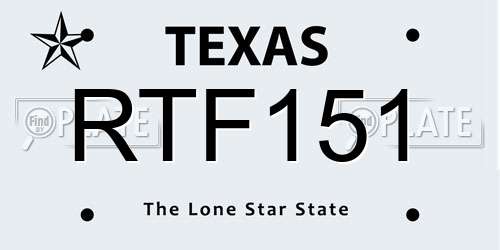 RTF151 Texas License Plate