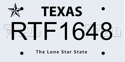 RTF1648 Texas License Plate