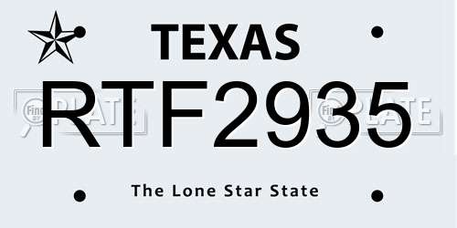 RTF2935 Texas License Plate