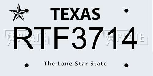 RTF3714 Texas License Plate