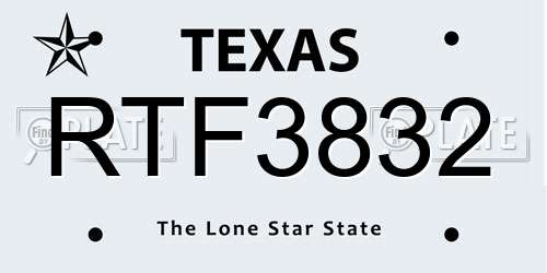 RTF3832 Texas License Plate