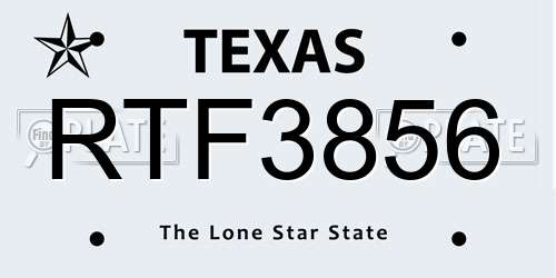 RTF3856 Texas License Plate