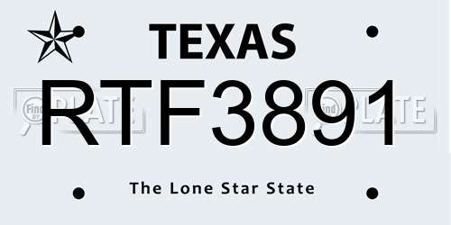 RTF3891 Texas License Plate