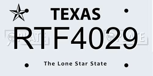 RTF4029 Texas License Plate