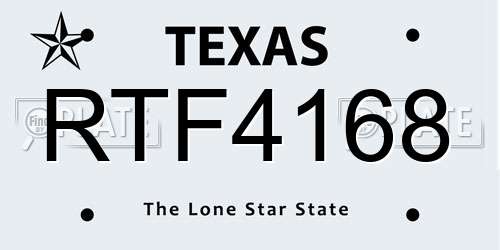 RTF4168 Texas License Plate