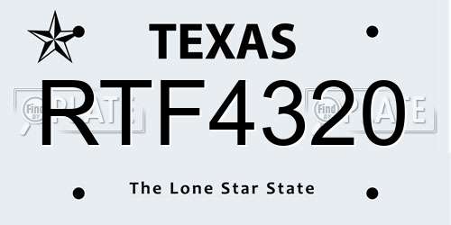 RTF4320 Texas License Plate