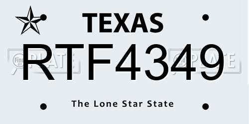 RTF4349 Texas License Plate