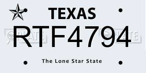 RTF4794 Texas License Plate