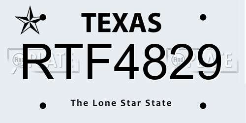 RTF4829 Texas License Plate