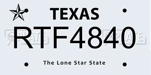 RTF4840 Texas License Plate