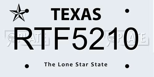 RTF5210 Texas License Plate