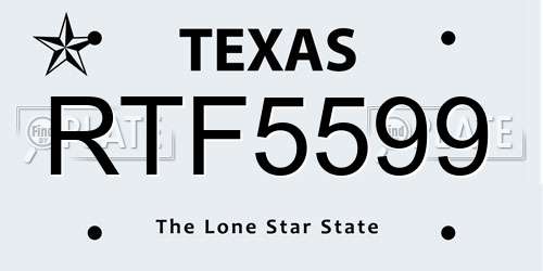 RTF5599 Texas License Plate