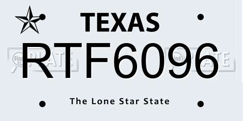 RTF6096 Texas License Plate