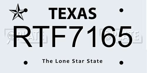 RTF7165 Texas License Plate