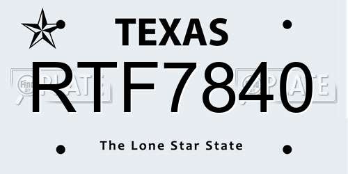 RTF7840 Texas License Plate