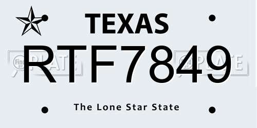 RTF7849 Texas License Plate