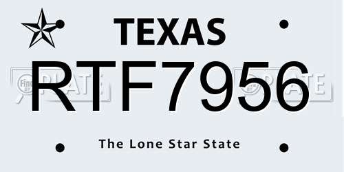 RTF7956 Texas License Plate