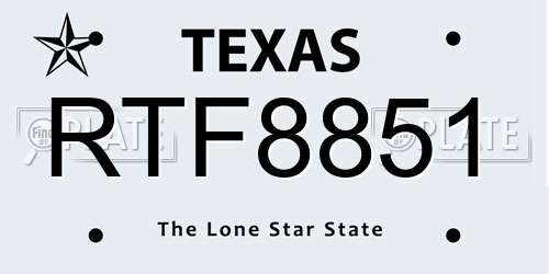 RTF8851 Texas License Plate