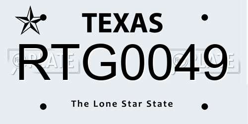 RTG0049 Texas License Plate
