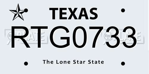RTG0733 Texas License Plate