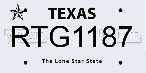 RTG1187 Texas License Plate