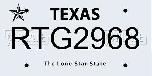 RTG2968 Texas License Plate