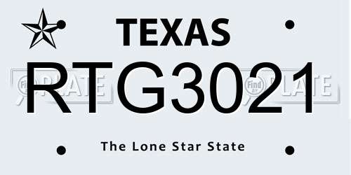 RTG3021 Texas License Plate