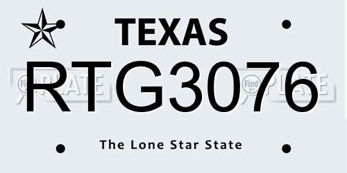 RTG3076 Texas License Plate